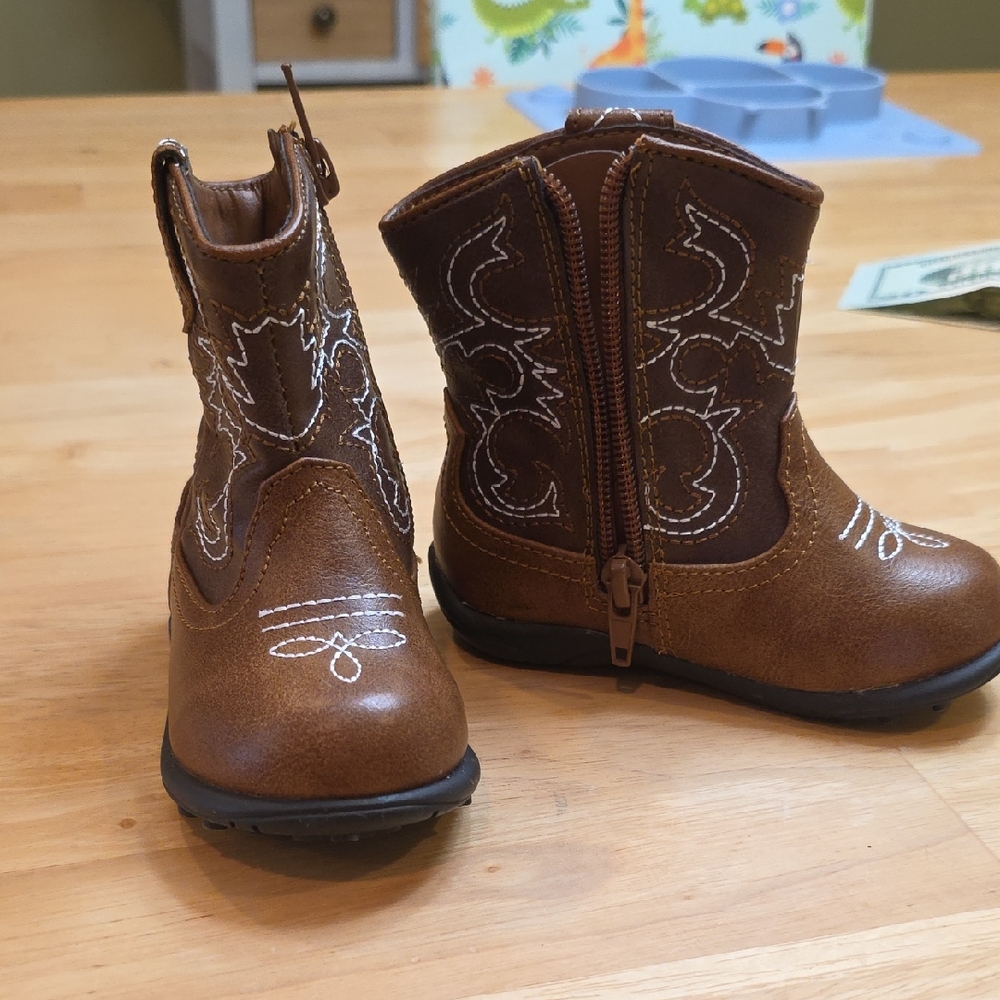 Brown Kids Cowboy Boots